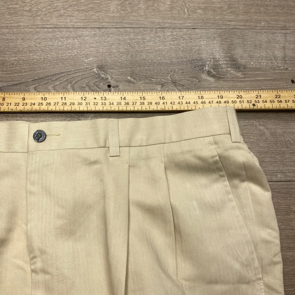 Ping Golf Pants Mens 40x30 Cream Beach Pleated Rayon Blend Cuffed Trousers Wide